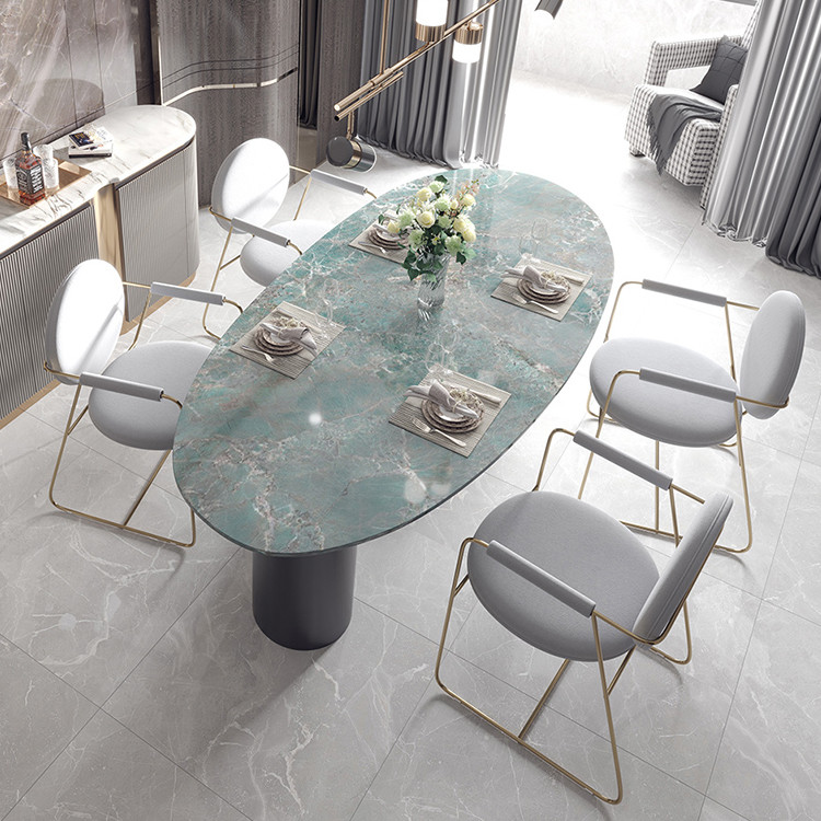 Minimalist Modern Rock Board Dining Table Meticulous Marble Top Dining Table