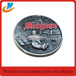 China 3D challenging metal coins,3D alloy die cast metal coin with old silver plated factory