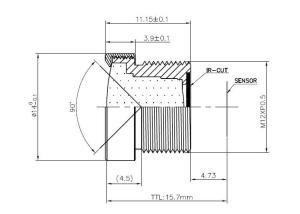 China 1/2.7&quot; 3.3mm F2.2 Megapixel M12x0.5 mount non distortion lens for OV2710/A0330 factory