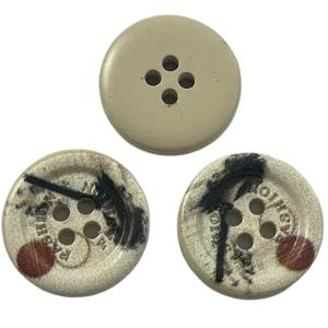 China Silk Printed Fancy Plastic Buttons 4 Hole In 28L For Shirt Coat factory