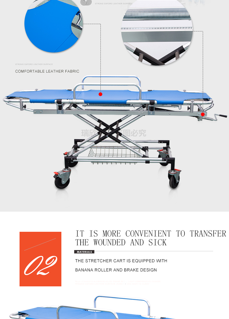 Medical Care Evacuation Stretcher Blue With Sturdy Construction