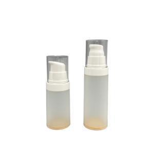 China Transparent PP Airless Bottle Pump 30ml 50ml Wooden Pattern Silk Screen factory