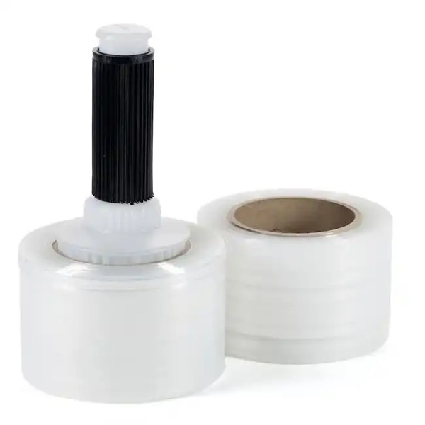 LLDPE Red Stretch And Shrink Film 0.012mm Designed With Plastic Handle