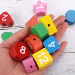 Colorful Wooden Digital beaded clock Montessori Animal Educational Beads Puzzles