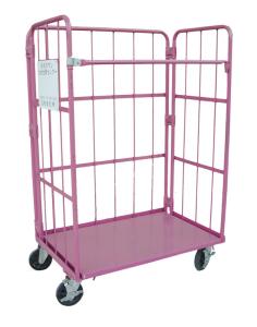 China Metallic Folding Roll Cage Trolley Bright Electro Zinc Plated Finish factory