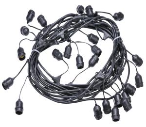 China OUTDOOR 48' Commercial Medium Base Light Stringer w Suspender - Black (Bulbs Included) factory