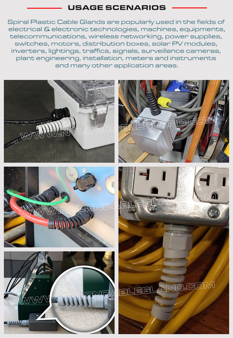 Twist-Protecting PG Plastic Cable Glands, Bend-Protecting PG7-PG21 Waterproof Nylon Cable Protectors