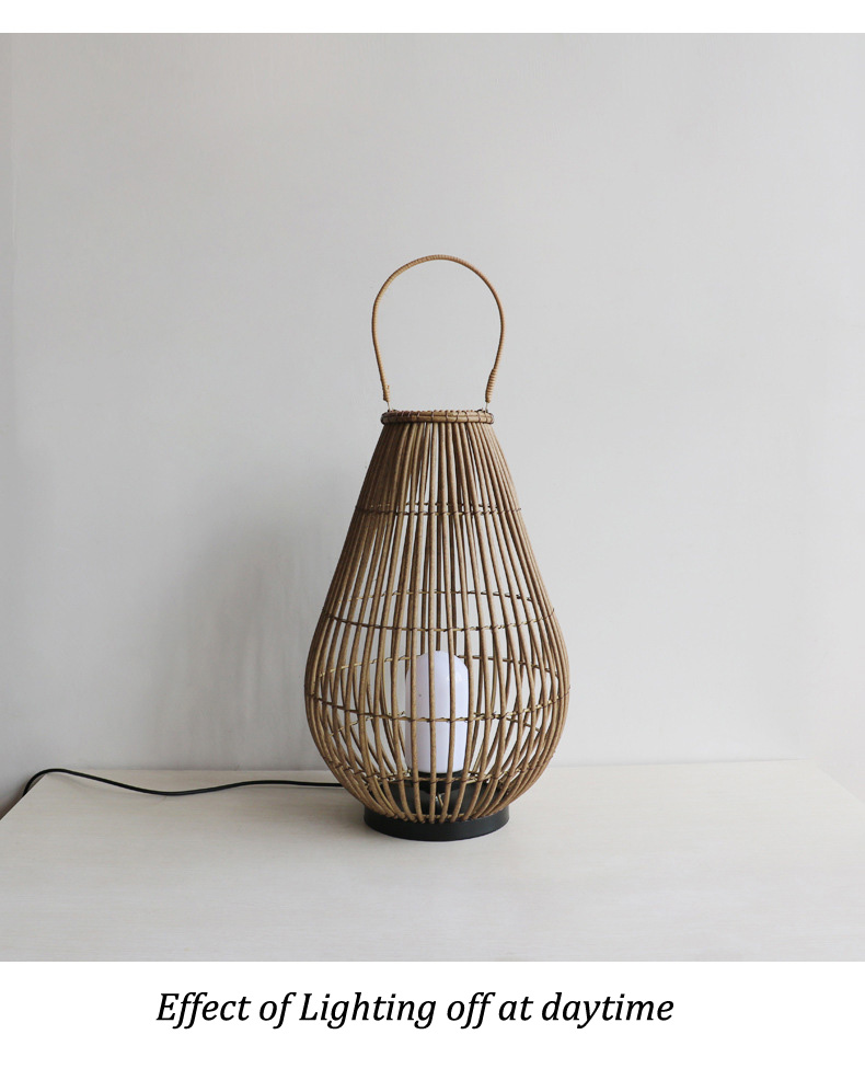 Landscape Outdoor Lanterns Rattan Woven Lamp Rechargeable Pendant