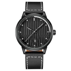 China Leather Black Metal Wrist Watch Sword Shaped 3hands SUS316L Material factory