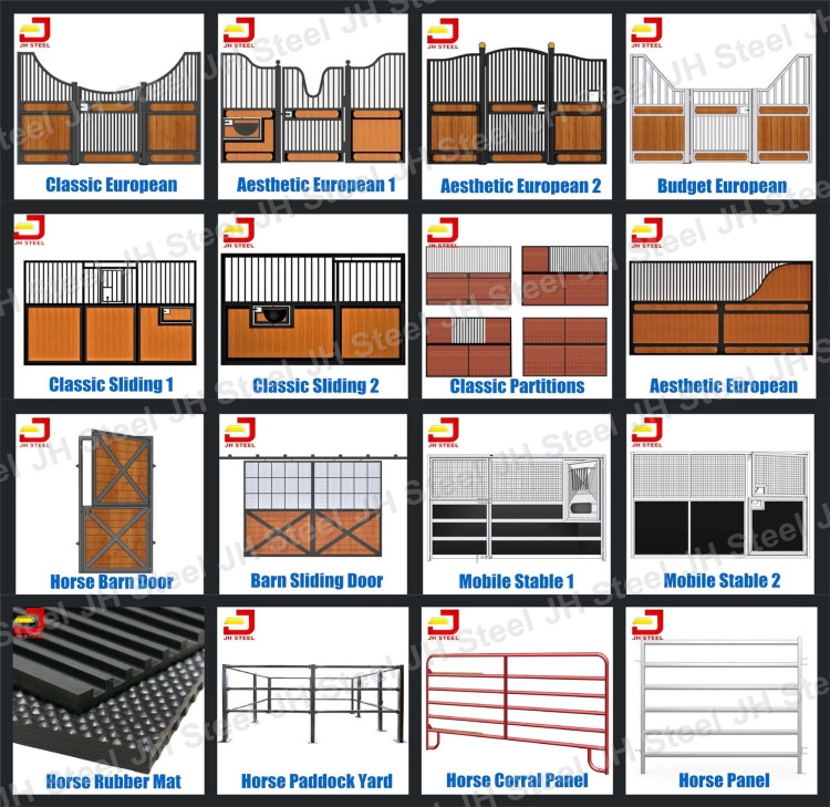 14ft*14ft European Horse Stalls 38mm Bamboo Metal Material Galvanised