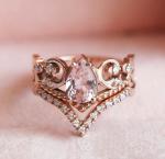 Vintage Grateful S925 Rose Gold Antique Cz Engagement Rings Promise Anniversary