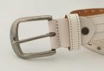 Anti Silver Buckle Mens White Leather Belt , White Studded Belt 3.7cm Width