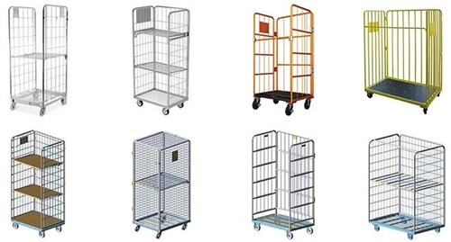 Black Electro Galvanized Wire Utility Cart For Factory Auto Parts