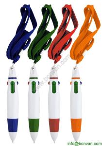 China promotional multicolor pen with lanyard,gift lanyard ball pen, advertising lanyard pen factory