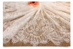 Garment Accessories Ivory Eyelash Fancy Lace Chantilly Bridal Dress Fabric in