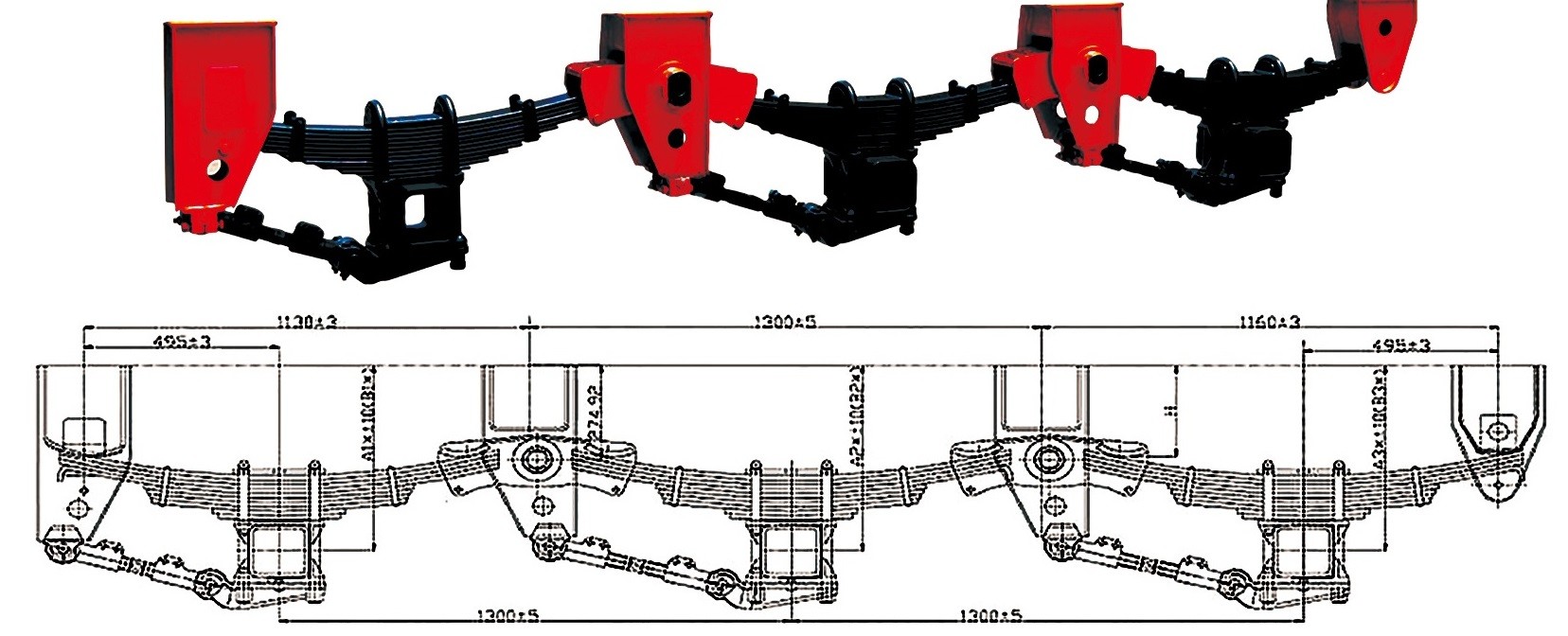 Independent Semi Trailer Suspension 10mm 70X180 Beam Axles 20T
