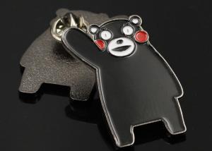 China Customized metal zinc alloy black nickel paint student company animal bear brooch pin badge cartoon metal badge logo factory