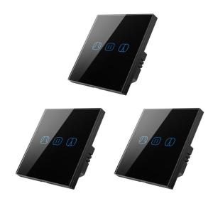 China Tempered Glass 4mm Wifi Smart Curtain Switch 2.4GHz Roller Shutter Smart Switch factory