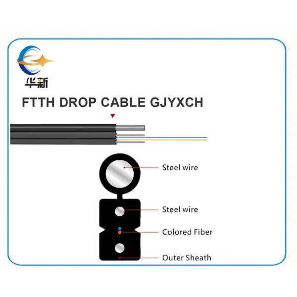 GJYXCH Ftth Drop Cable 1 2 4 6 8 Core Indoor/Outdoor Cable With Messenger Wire