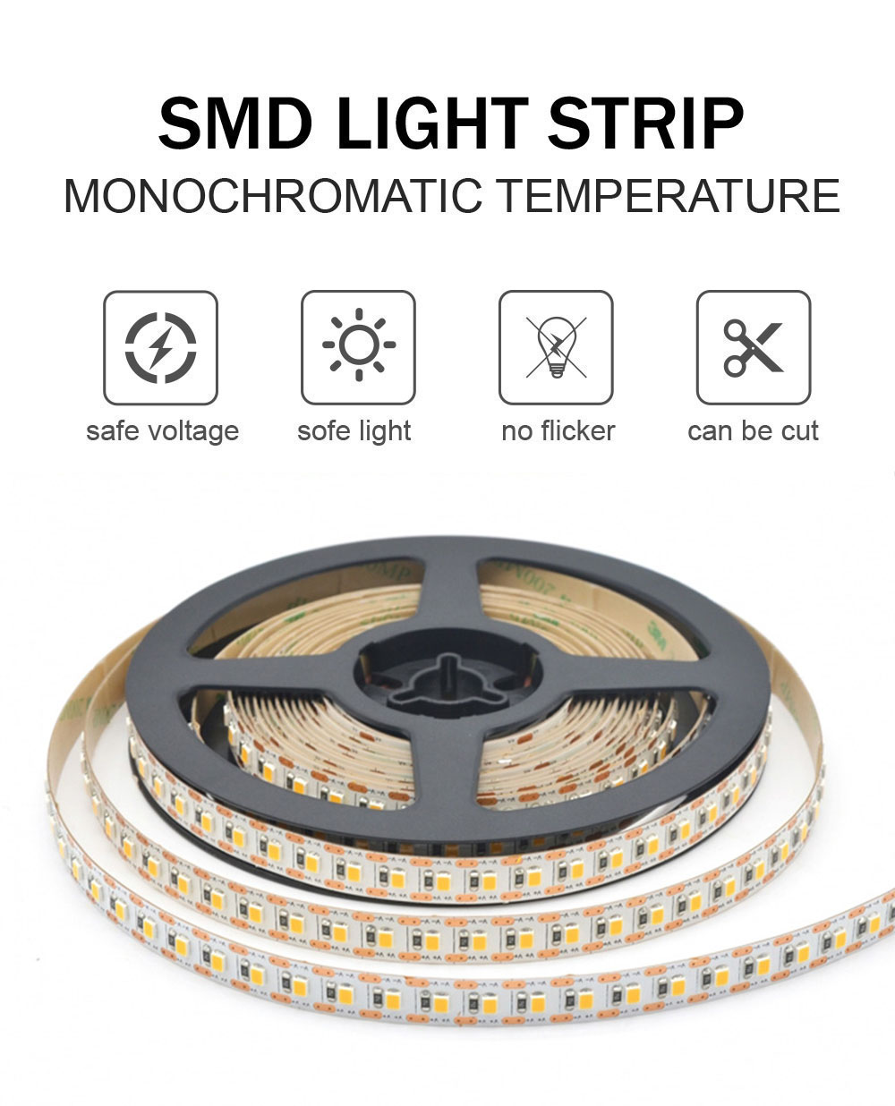 120leds 8mm 4000K Natural One light one cut IP65 Waterproof SMD2835 Led Strip Light