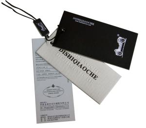 China Dark Brown Offset Printing 800gsm Paper Clothing Hang Tags For Men's Garments factory