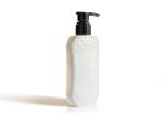 Body Wash Flat PET Cosmetic Bottles With Black Pump Accessories Half Transparent