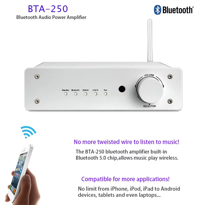 2.1 Channel HiFi Bluetooth Audio Power Amplifier 100 Watt Subwoofer Sound Receiver Bluetooth DAC Amplifier