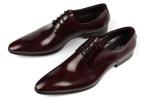Oxford Style Mens Leather Dress Shoes Dark Red / Black Lace Up Dress Shoes