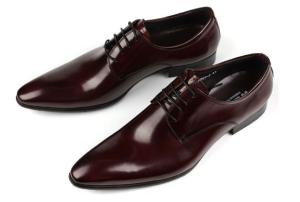 China Oxford Style Mens Leather Dress Shoes Dark Red / Black Lace Up Dress Shoes factory