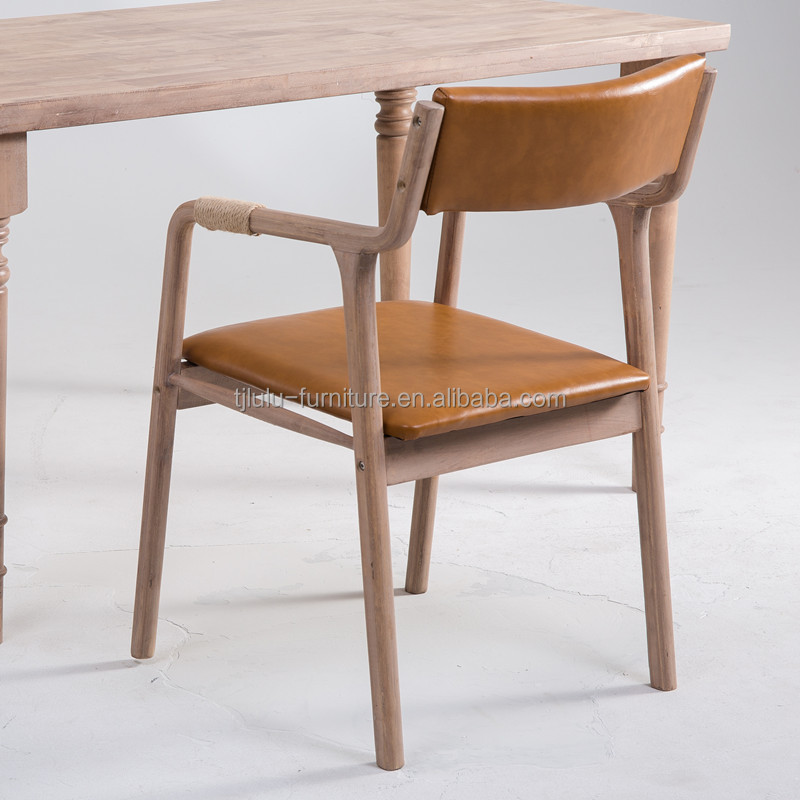 Dining Room Furniture Solid Wood Vintage Style Rope Decorated Dining Armchair