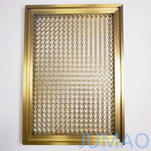 Custom Mild Steel Cabinet Mesh Inserts Gold Galvanized Surface