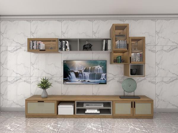 Wall Unit Set Of TV Floor Stand On Wall Cabinets Hydraulic Pressure Storage