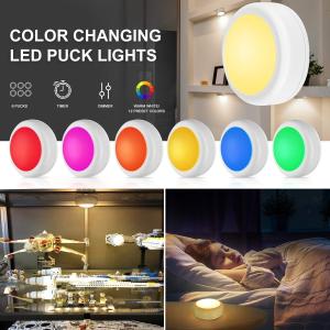 China Remote Control LED Puck Lights Wireless Under Cabinet Lighting AA Battery Powered factory