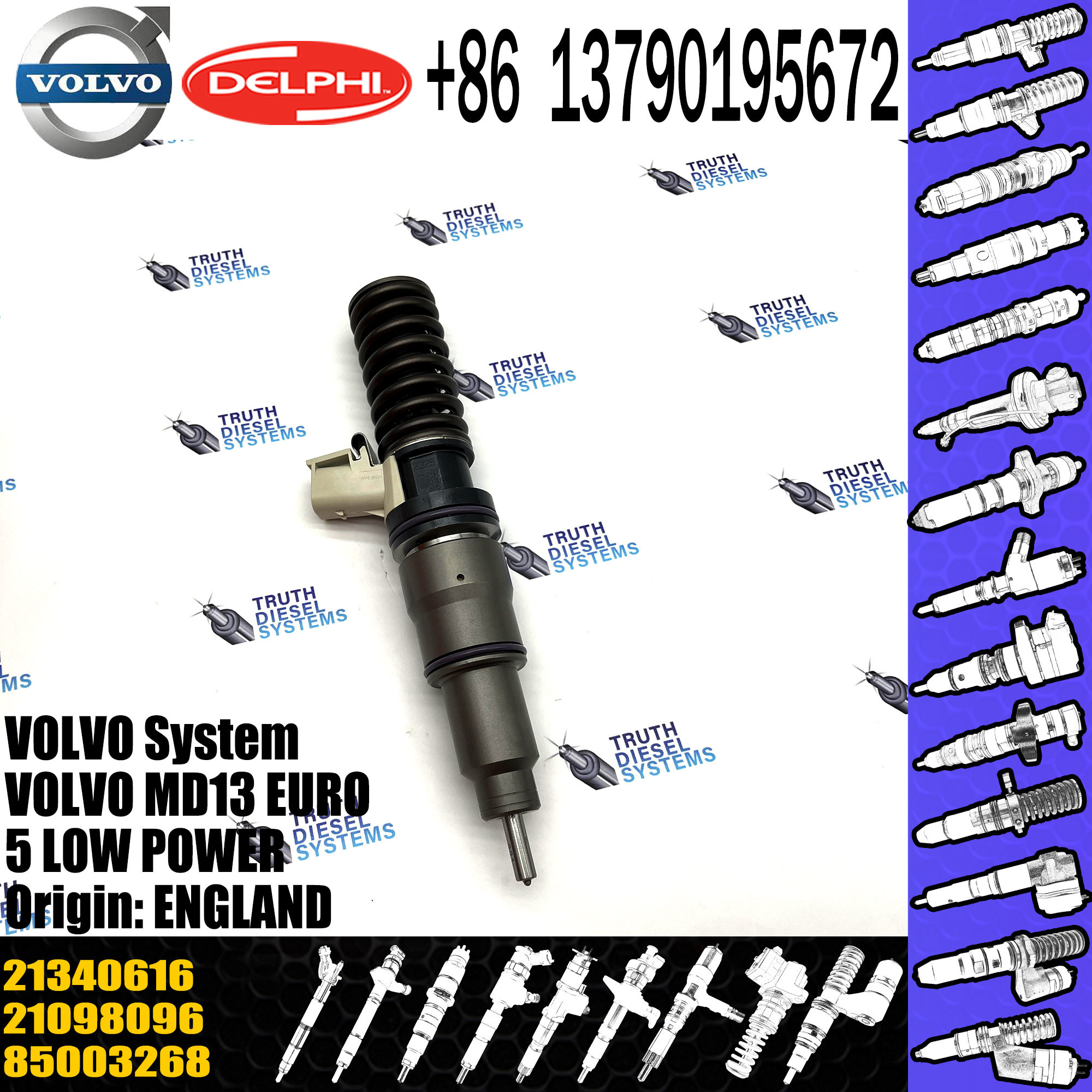 Common Rail inyector Unit Fuel Injector BEBE4D25001 21371679 85003268 21340616 For VOL MD13 EURO 5