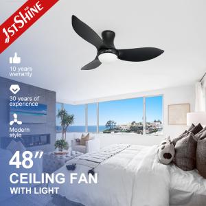 China Black Led 3 ABS Blades Ceiling Fan Dc Motor Modern Silent Flush Mounted factory