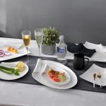 Irregular Shape Glazed Ceramic Plate Set Sustainable Eco Friendly For Restaurant