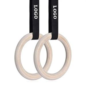 China High Quality Wood Adjustable Straps Pull Gym Gymnastic Rings Wooden fitness ring factory