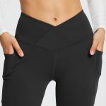 Women'S High Waist Flare Pants Trendy Crossover Yoga Pants Workout Bell Bottom