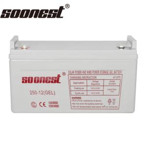 China Soonest Deep Cycle AMG/GEL Lead Acid Solar Battery 12V 250ah for Solar Power Systems factory