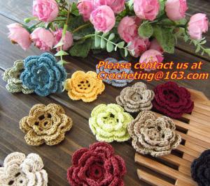 China vintage crochet cup mats round motif doilies Crochet Applique headband flowers boutique factory