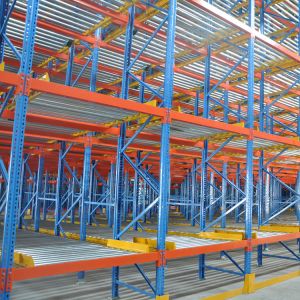 Roller Conveyor Stacking Pallet Storage Racks / Steel Material Pallet Racking
