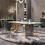 Gold Custom Stainless Steel Furniture Chair ODM Genuine Leather Fabric ISO9001