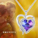 Hypoallergenic 925 Sterling Silver Heart Pendant Necklace Austrian crystal