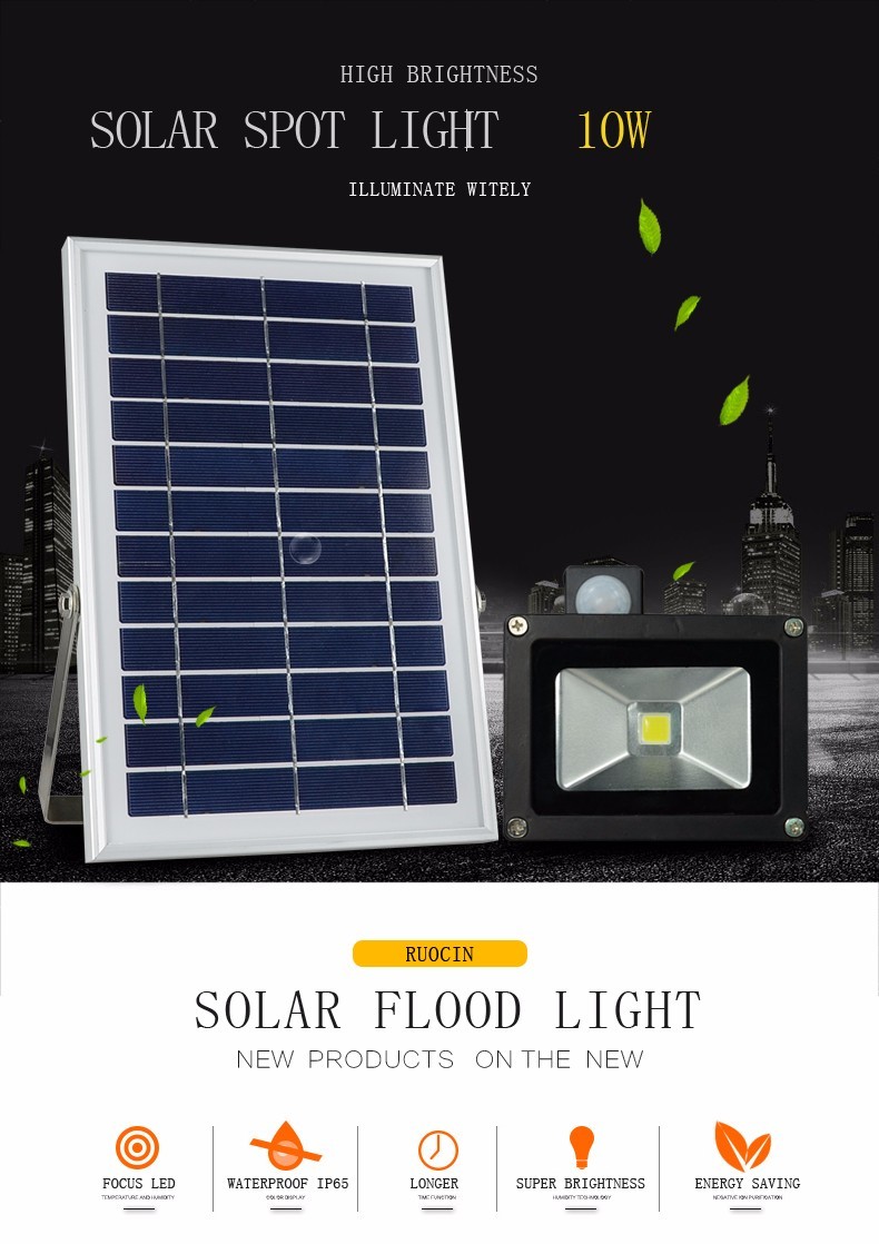 N500H 10 watt one led focus light solar power flood light led energy saving
