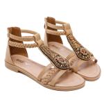 BS140 New Summer Sandals Female Bohemia Retro Beaded Zipper Rhinestone Roman