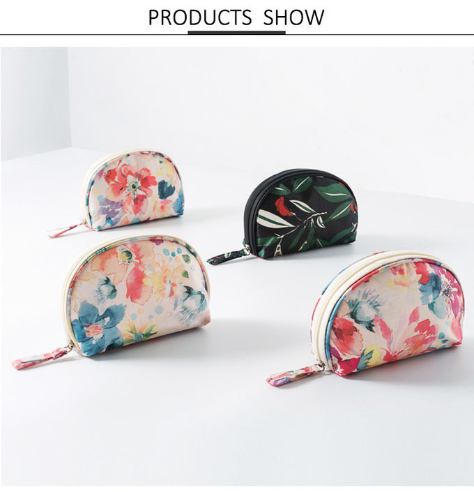 Half Moon Bride Floral Palm Pouch Cosmetic Makeup Bag for Travel