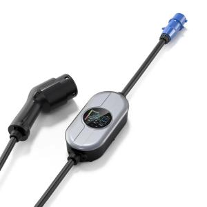 China Type 2 IEC Adjustable Current Pilot Lamp OLCD Portable AC EV Charger Waterproof factory