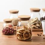 Bamboo Cover 1100ml Borosilicate Wide Mouth Preserving Jars