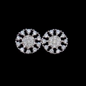 China Round Simple Circularity Silver Earrings Jewellery AAA Zircon 9 X 9 MM factory