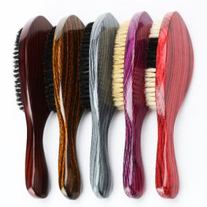 China Laser Long Handle Pure Boar Bristle 360 Wave Hair Brush With Customized Pattern factory